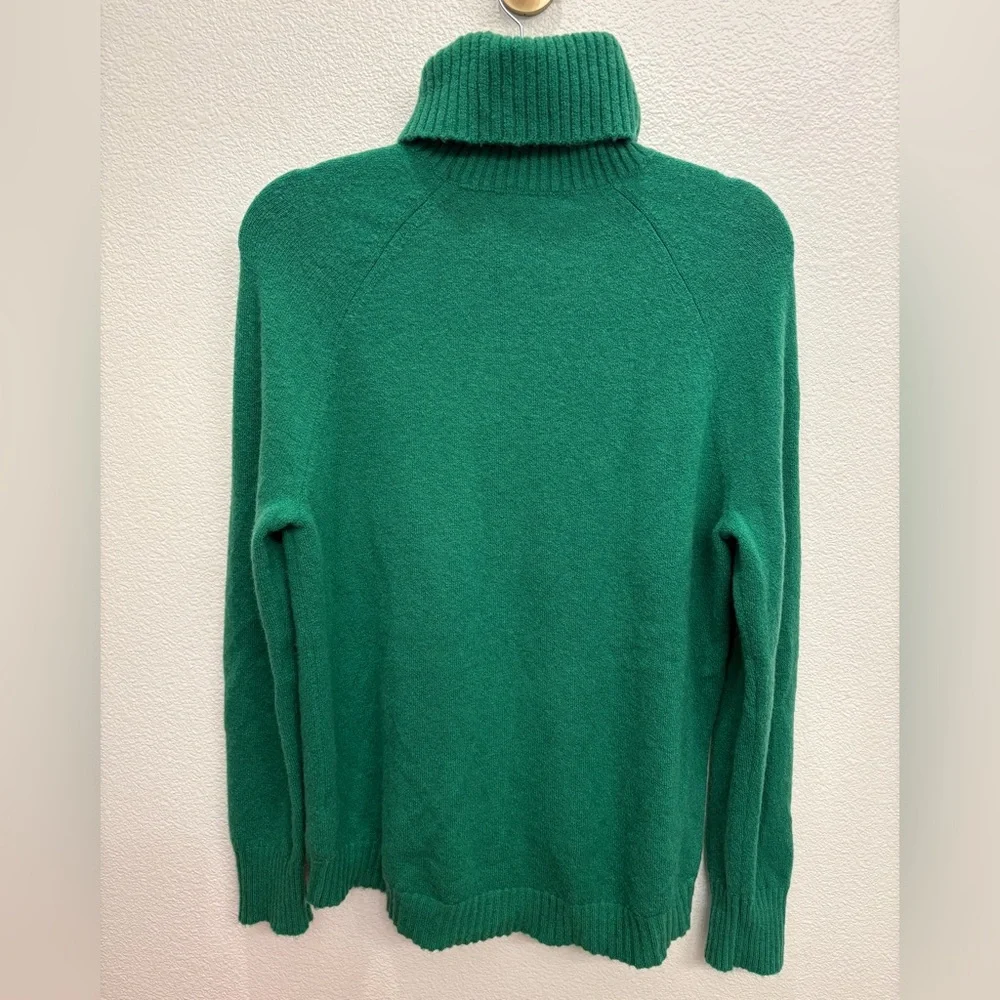 JCREW Wool Blend Raglan Sleeve Green Turtleneck High Low Sweater Size M